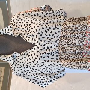 Umgee Floral and Leopard Print Blouse